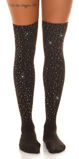 chaussettes hautes à strass