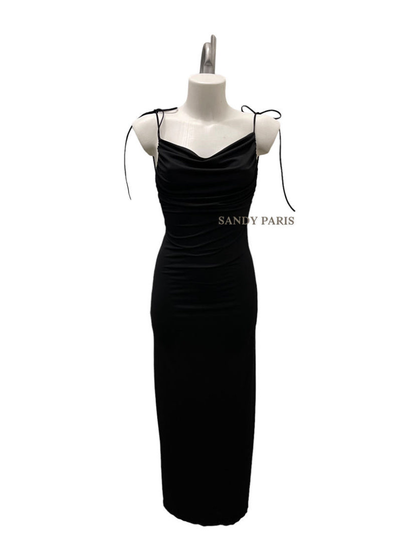 Robe Fine bretelles - dos nu - NOIR